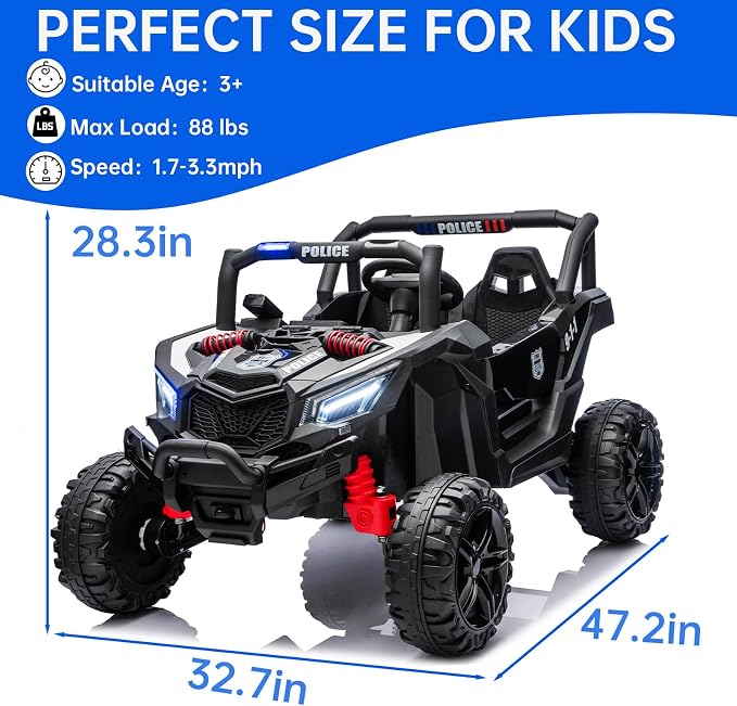 4WD UTV 24V Ride On Toys for Big Kids Ride On 2 Seater Ride On Toys Kids | 2 Seater Ride On Car for Kids Side-by-Side UTV Electric Cars for Kids Electric Ride Car Ride On Toys for Kids 4-8
