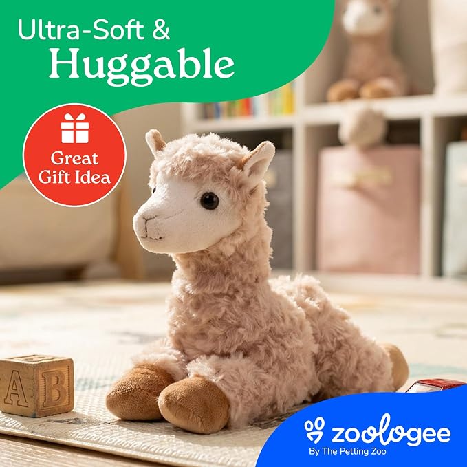 The Petting Zoo Llama Stuffed Animal Plushie, Gifts for Kids, Scoopz Wildlife Animals, Llama Plush Toy, 8 inches