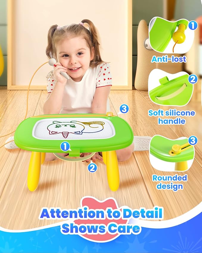 Seimome Toddlers Toys Ages 1-3, Magnetic Drawing Board, Doodle Board Pad Learning and Educational Toys for 18 Months Baby 1-3 Yr Kids Birthday Gifts- Green