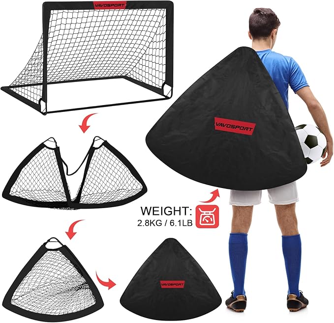 Kids Soccer Goals for Backyard Set - 2 of 4' x 3' Portable Soccer Goal Training Equipment, Pop Up Toddler Soccer Net with Soccer Ball, Soccer Set for Kids and Youth Outdoor Games, Sports, Play
