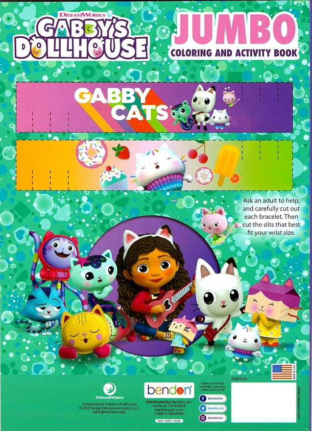 Bendon Gabby’s Dollhouse Coloring Activity Book and Sticker Set for Kids