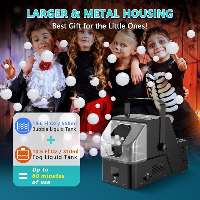 Wisdomlit Fog Bubble Machine, 3-in-1 Smoke Bubble Machine, 450W Bubble Fog Machine with Remote Control, Colorful Bubbles | Fog Bubbles | Continuous Fog for Stage Wedding Photography Holiday Party