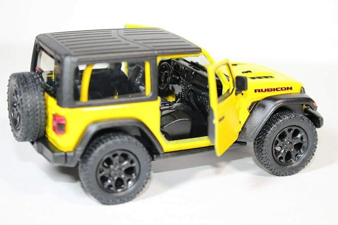 KiNSMART - Jeep Wrangler Rubicon Off Road 4x4 5 inch 1:34 Scale Die Cast Model Replica Toy Car (Yellow Hardtop)