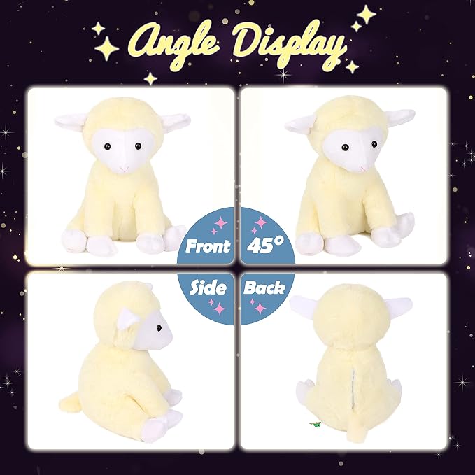 Hopearl LED Plush Lamb Lighting Up Stuffed Sheep Floppy Night Lights Glow in The Dark Birthday Festival for Kids Toddlers, Beige, 11''