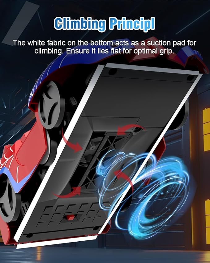 Spider Hero Wall Climbing Car Remote Control Kids Toy, 360° Rotating Remote Control Car with Light, Rechargeable RC Stunt Cars Wall Toys for Boys Kids Ages 4 and up