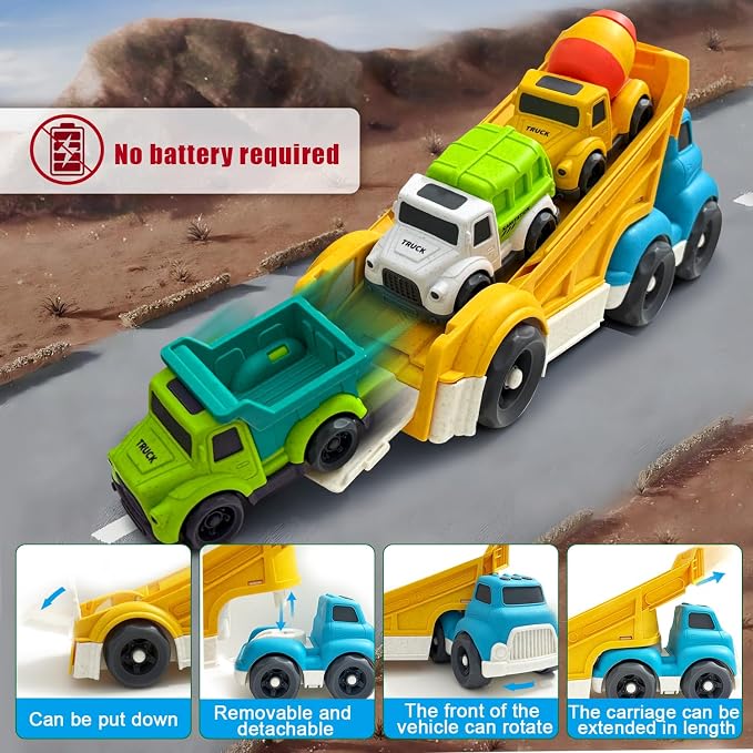 Toddlers Toys Truck for 3 4 5 6 Year Old, Toddler Car Toys Dump Truck Toys and Mixer Cement Toy,Construction Vehicle Toys Set for Kids Christmas Birthday Gifts for Toddler Boy Girl 3-4