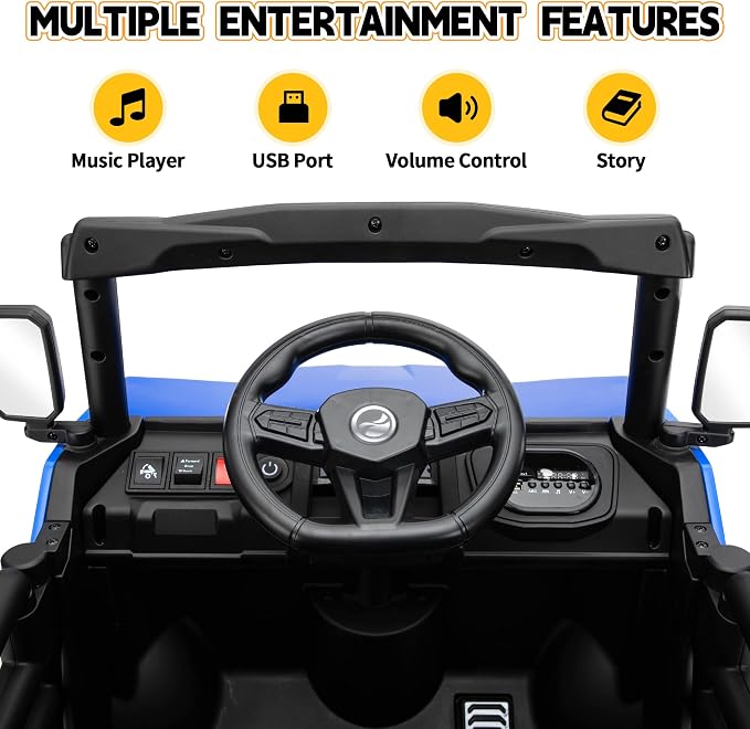 TOBBI Ride on Dump Truck with Electric Dump, Ride on Car with Remote Control, Kids Car to Drive Battery Power Wheels Electric Car Toys for Kids Toddlers Aged 3-8 with Music Player LED Light
