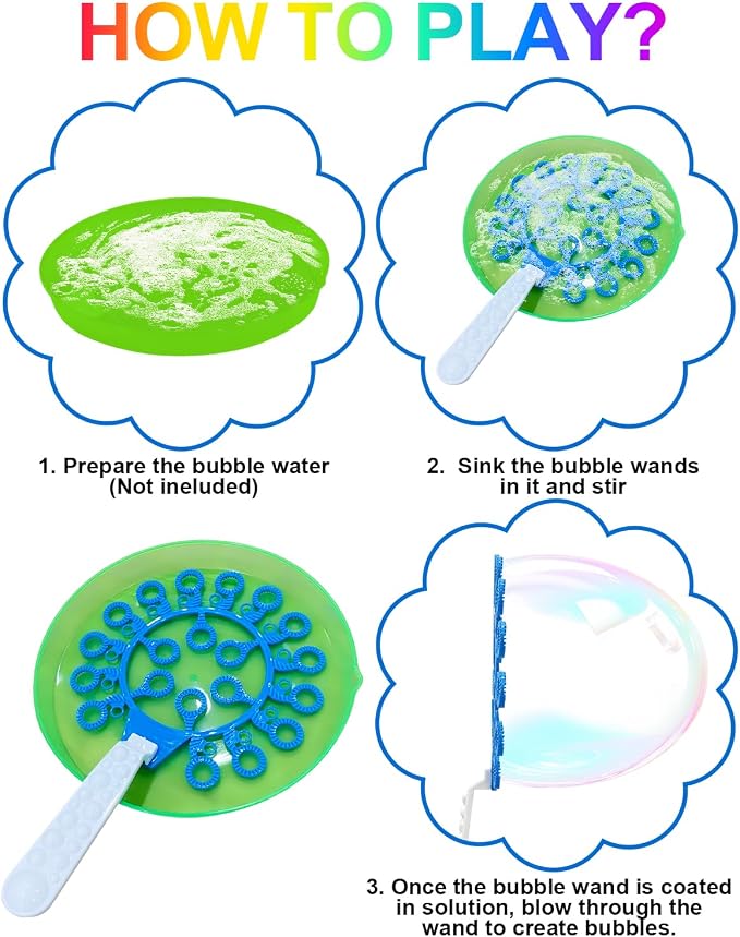 UniStylar Big Bubble Wands, Giant Bubble Wands Set Bulk with Tray for Kids Adults, Summer Outside Activities Large Bubble Toys, Huge Birthday Party Favors Games, 23 Pcs