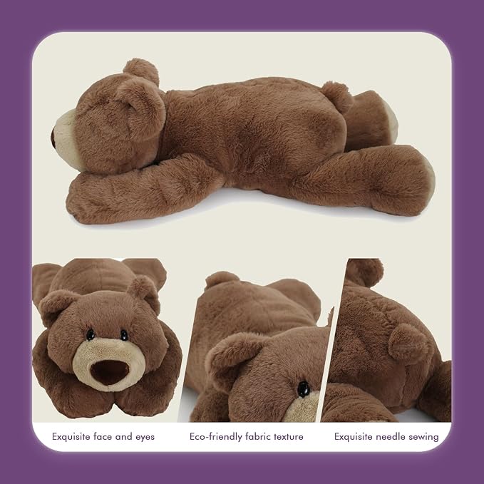OSOCU® Microwavable & 1.8 LB Weighted Stuffed Animal - Brown Bear Heating Pad with Lavender & Tourmaline - Soothing Warm Heatable Plush Toy for Menstrual Cramps, Muscle Aches, Shoulder Tension