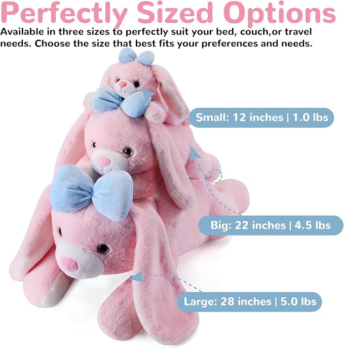gnomantic Bunny Weighted Stuffed Animals - 28 Inch 5.0 Pounds Weighted Plushies Rabbit - Large Plush Bunny Stuffed Animals Pillow - Cute Plush Toys Gifts for Kids & Adults