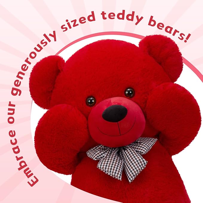 MaoGoLan Big Teddy Bear 55 inches,Life Size Big Plush Stuffed Animal,Adorable and Soft Red Teddy Bear Gift for Christmas,Valentines,Birthday,or Long Distance