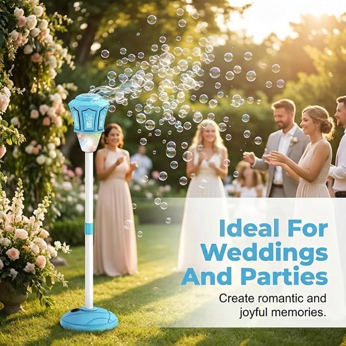 Automatic Bubble Machine - 2026 Adjustable Height Standing Bubble Blower with LED Lights & Music, Electric Bubble Maker for Birthday Party Wedding Outdoor Indoor Activities (Yellow Sunflowers)