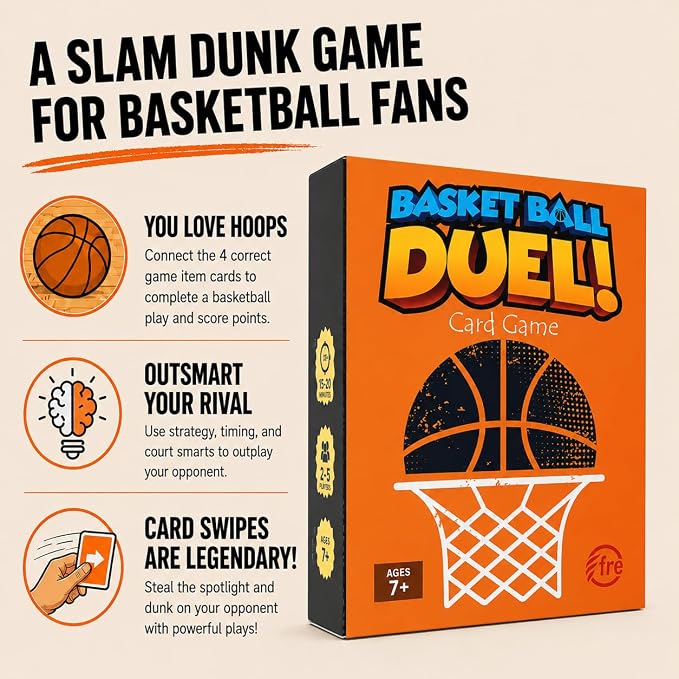 Card Game – Fast-Paced Puzzle & Strategy Basketball Game for Kids, Teens & Adults | 2–5 Players or Team Play | Ages 7+ | Youth Basketball to NBA-Inspired Sports Family Game Night Fun