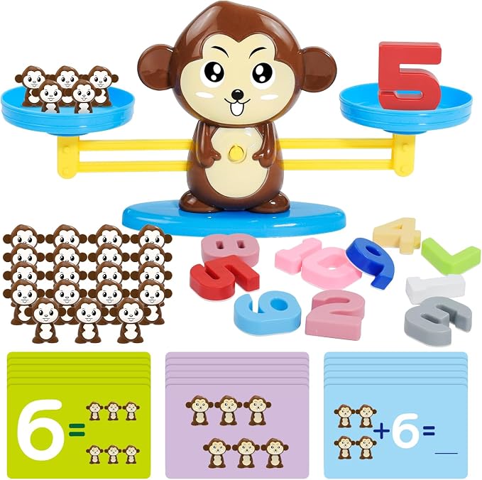 BAKAM Penguin Math Balance Scale, Toddler Counting Toys for 3 4 5 6 Year Old, Montessori Addition & Subtraction Weight Game, STEM Preschool Learning Activities, Educational Gift for Boys Girls