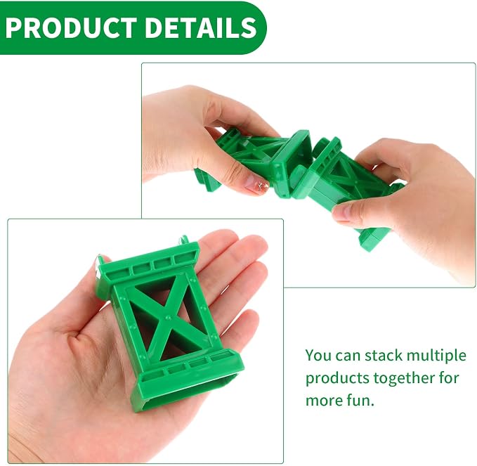 12 Pcs Train Bridge Pier Track Railway Accessories Multi Level Support Risers High Level Blocks Compatible All Major Brands, Grey+Green