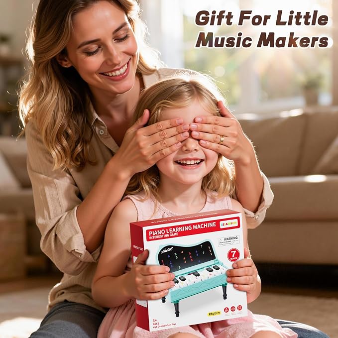 Piano for Kids, Piano Keyboard Learning Toys for Kids Boys Girls Ages 3 4 5 6 7 Year Old, 7 Modes Educational Toy Keyboard Piano with Light-Up Keys, Travel Piano Toy Music Rhythm Machine Birthday Gift