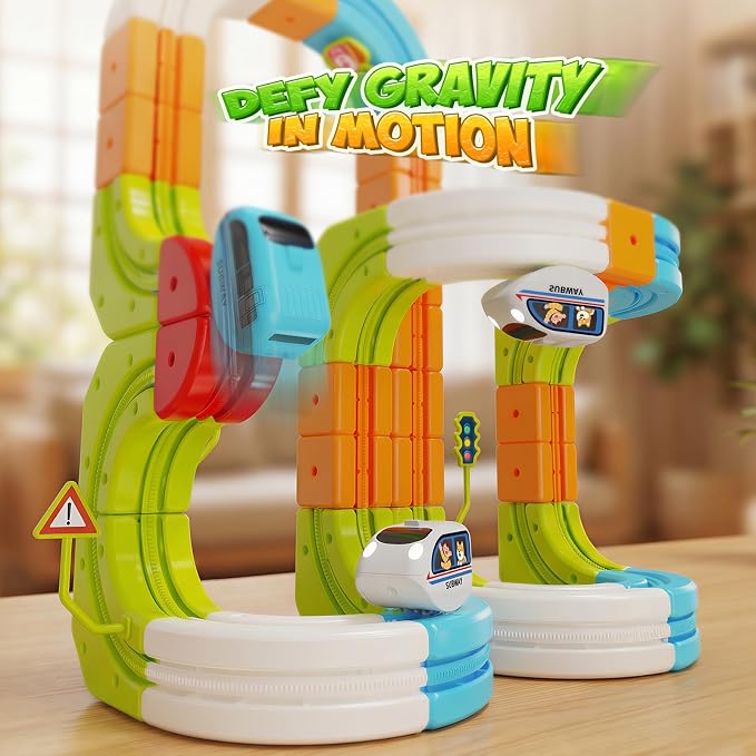 Hot Bee Electric Magnetic Train Set for Kids, Gravity-Defying 3D STEM Toy Train Track for Toddlers, Building Train Toys, Magic Tracks Toy Birthday Gifts for 3 4 5 6 7 8+ Year Old Boys Girls (134 Pcs)