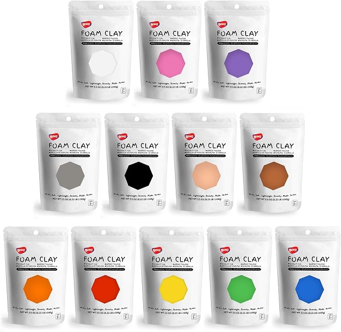 BOHS 12-Colors Foam Modeling Clay- for Cosplay,School Projects,Baby Hand Print,Slime - Squishy, Air Dry, Soft - Gifts for Adult and Kids - 12 pcs,2.65 lbs,Ages 3 & Up