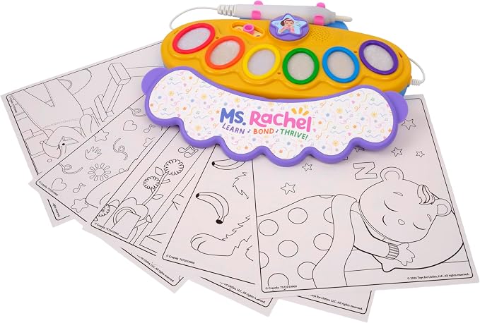 Crayola Color Wonder Magic Light Brush Featuring Ms. Rachel, MessFree Coloring Set with Songs, Paint Set for Toddlers, Art Gift for Kids, Ages 3 & Up