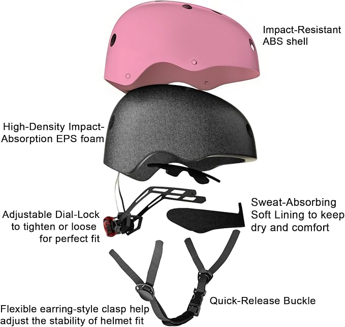 Kids Bike Helmet with LED Light,Lightweight Adjustable Childs Helmet for boy & Girl Ages 5-8-14,Multi-Sport Safety Helmet for Skateboard Cycling Scooter