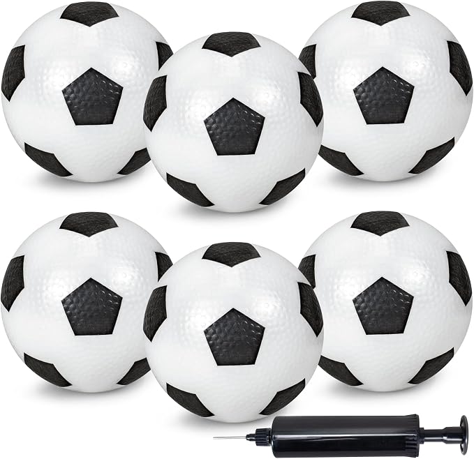 Hymaz 6 Inch Mini Soccer Balls for Kids Toddler, 6 Pack Inflatable Mini Balls with Pump, Small Soccer Ball Easter Birthday Gifts for Boys Girls Indoor Outdoor Sports Games Backyard Party Supplies