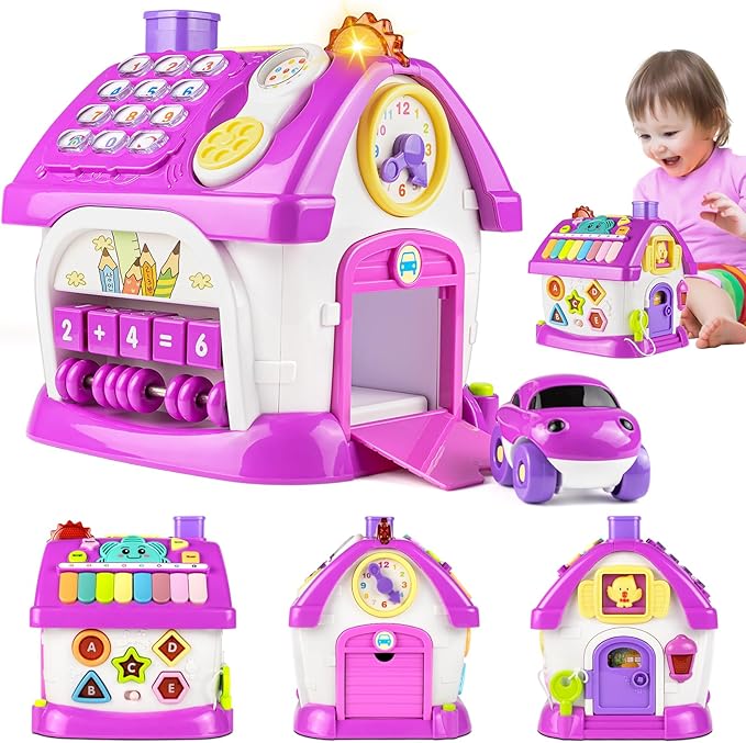 Marstone Toys for 1-2 Year Old Girls, Purple 8-in-1 Musical Learning House | One year old girl birthday gifts for toddler toys, combines learning & play to hold little ones’ focus and keep them occupied