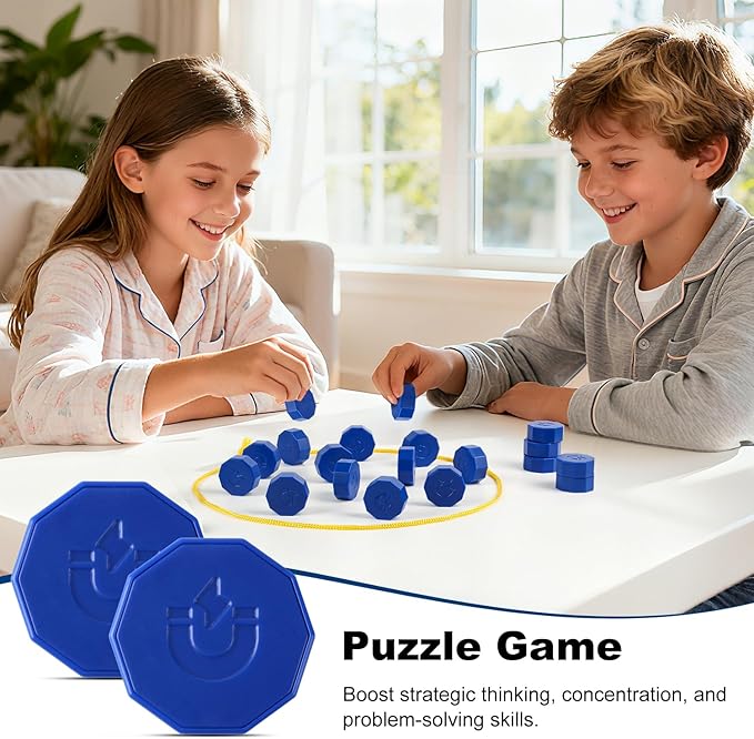 Magnetic Chess Game with 24 Full-Size Stones, Magnet Game with 3 String & Portable Storage Bag, Strategy Board Game for Family Game Night, Indoor Outdoor Use for Kids Adults
