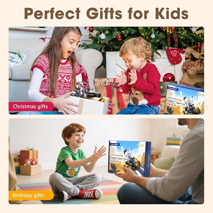 ACEBOTT Robot Kit, Robotics for Kids Ages 8-12 12-16, STEM Toys for Boys with Remote & App Control, Arduino & Scratch Compatible, Science Kits for Kids Age 8-12 12-16, for Boys & Girls(Yellow)