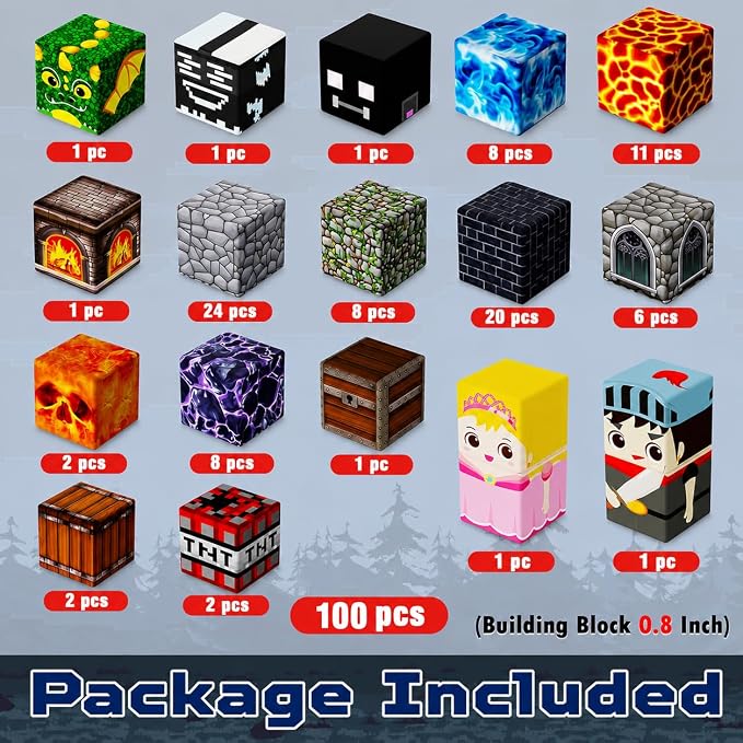 Goody King 100PCS Magnetic Blocks - Dark Castle Set Magnetic Building Blocks, Stacking Magnets for Kids, Strong Magnets, Sensory Toy for STEM Learning Toys for Kids 3+ Boys and Girls Birthday Gifts