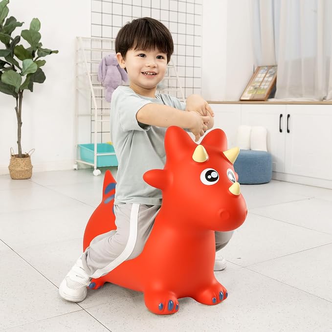 INPANY Bouncy Horse, Dinosaur Hopper Toys for Boys, Gifts Toy for Kid | Eco-Friendly PVC, Low Center Gravity, Cute Cartoon Design, Load 100 Lbs, Learn & Exercise & Active Fun, Gifts for 1-3 Kids
