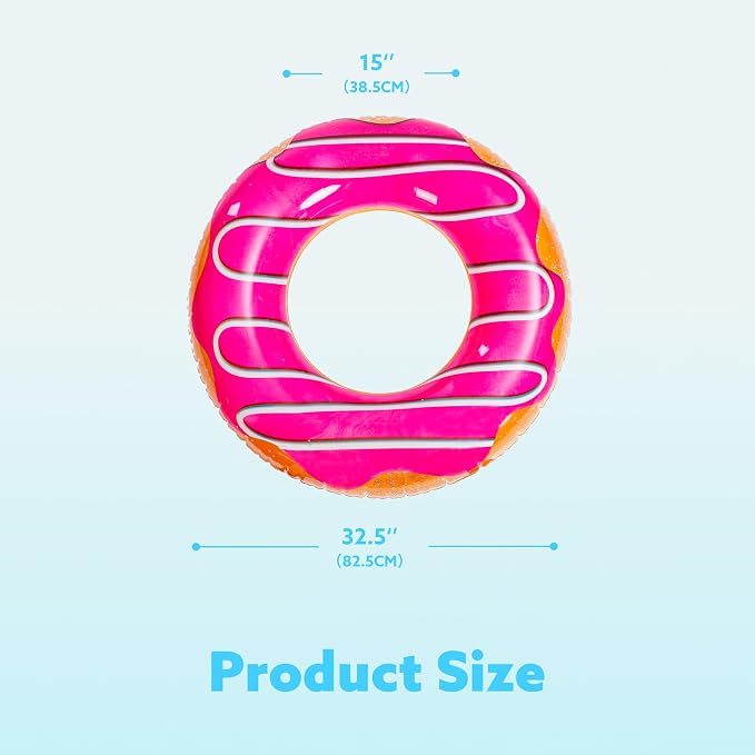 JOYIN Donut Pool Float 32” (3 Pack), Funny Pool Tube Toys for Swimming Pool Party and Donut Party Supplies