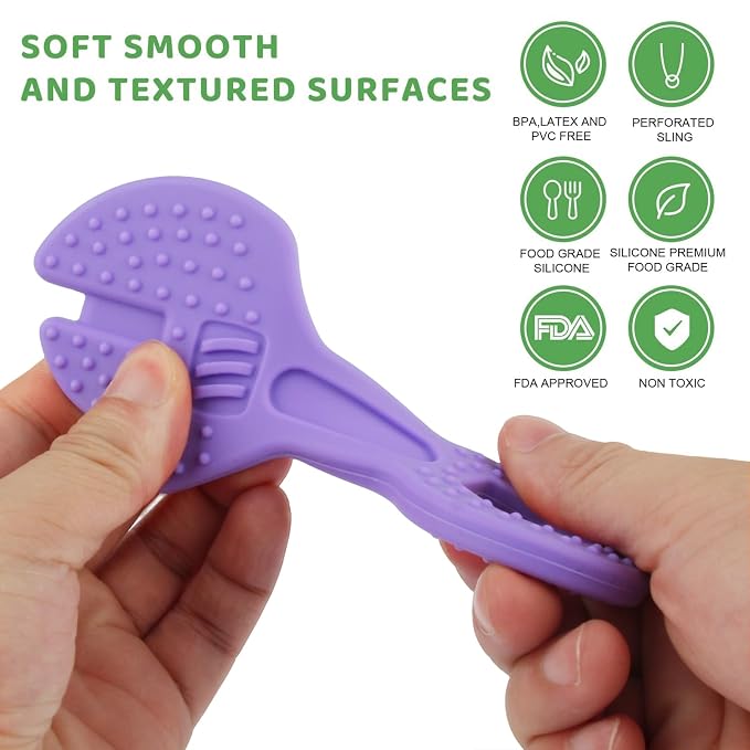 Yinghezu 4 Pack Chew Baby Teething Toys for 0-12 Months, Freezable BPA Free Silicone Baby Molar Teether Chew Toys, Hammer Wrench Spanner Pliers Shape Baby Girl's Boy Car Seat Toy