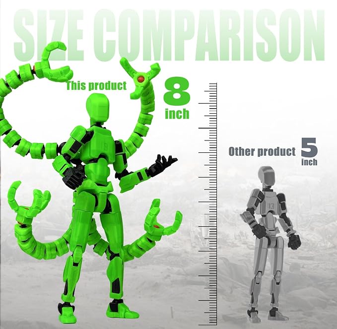 T13 Already Assembled Action Figure Accessories,T13 Multi-Jointed Movable,for Collectors Desktop Decorations t-13 Movability 3D Printed Toys (Luminous Green, 7.2 Inch)