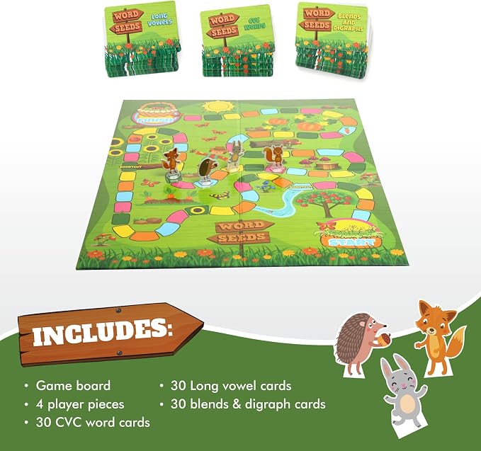 Word Seeds Phonics Game – Fun Reading & Board Games for Kids Ages 4-8, Learn to Read, CVC & Kindergarten Games