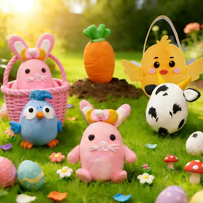 8Pack Eatser Crafts Kit - Air Dry Clay Easter Eggs Crafts for Kids,Modeling Clay DIY Kit for Kids Easter Hunt,Basket Stuffers Fillers,Party Favors and Classroom Prize Supplies,for Age 3+