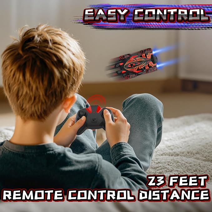 Wall Climbing Remote Control Car, 360° Rotating RC Stunt Car with Headlight, Rechargeable RC Cars Toys for 3 4 5 6 7 8-12 Year Old Boys Girls Kids