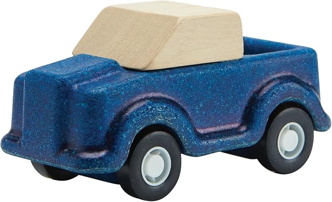 PlanToys® Blue Truck Wooden Montessori Vehicle Toy | Early Movement, Imagination and Practical Life Exploration | Eco Friendly Truck for Indoor and Outdoor Play