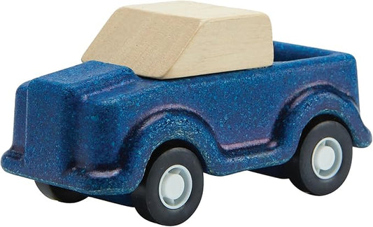 PlanToys® Blue Truck Wooden Montessori Vehicle Toy | Early Movement, Imagination and Practical Life Exploration | Eco Friendly Truck for Indoor and Outdoor Play