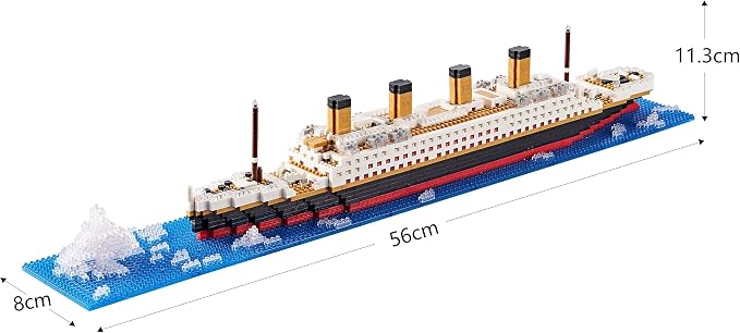 Titanic Building Block Set, Micro Building Briks Cruise Ship Model Kit with Detailed Iceberg Scene, Creative Collectible Gift for Adults and Teens ( 1872PCS )