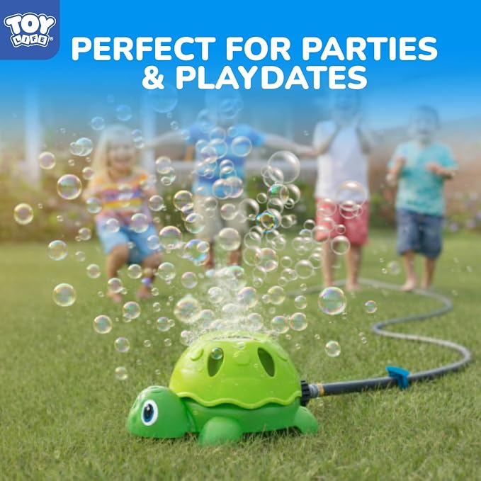TOY Life 2-in-1 Turtle Sprinkler for Kids with Bubble Machine – Kids Water Sprinkler for Yard, Outdoor Water Toys for Kids Ages 3-5 4-8, Rotating Backyard Sprinkler Toy for Outdoor Summer Water Play