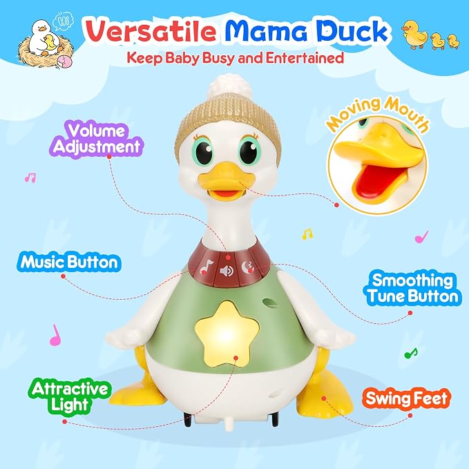 KETIEE Baby Toys 6-12 Months Musical Dancing Duck Set | Tummy Time Crawling Toy with Lights and Sounds, 3 Interactive Ducks for Sensory Development, Gift for 1-3 Year Old Boy Girl