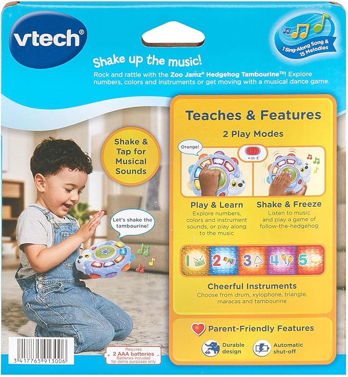 VTech Zoo Jamz Hedgehog Tambourine with Instruments and Games