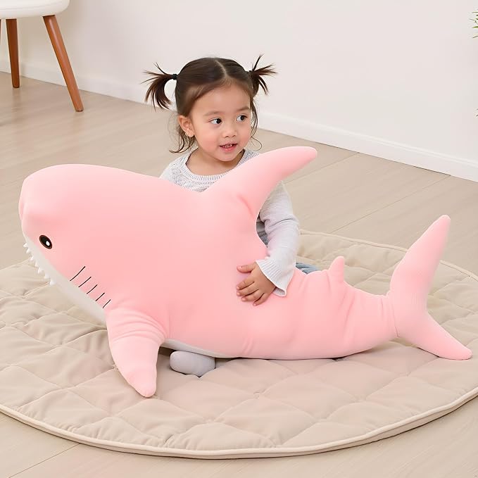 Ryttir 31 Inch XXL Giant Shark Stuffed Animals,Chubbier Shark Pillow Soft Shark Plush Shark Body Pillow Stuffed Shark Décor, Perfect Chrismas Stress Relief Gift for Kids Women