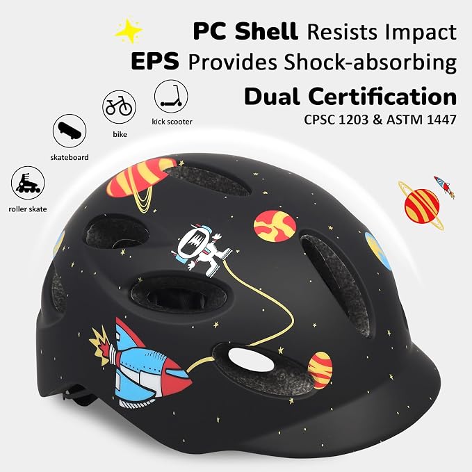 Kids/Youth Bike Helmet for Boys Girls and Teens, Adjustable and Multi-Sport for Bicycle, Kick Scooter, Skateboard, Roller/Inline Skate