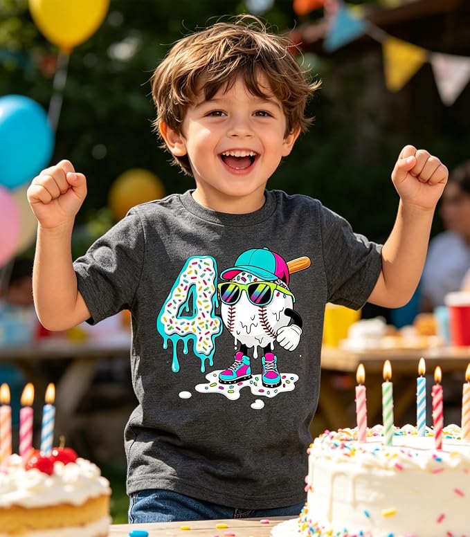Lovekider 2-5 Years Birthday Boy Shirt Construction Party T-Shirts Excavator Cotton Short Sleeve Tee Dark Grey