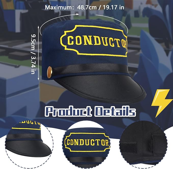 21 Pcs Train Conductor Costume Kids, Conductor Hat Vest Whistle, Bells Train Pocket Watch Christmas Holiday Sticker