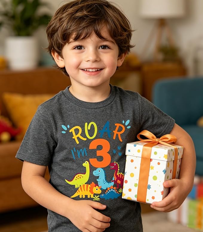 Lovekider 2-5 Years Birthday Boy Shirt Construction Party T-Shirts Excavator Cotton Short Sleeve Tee Dark Grey