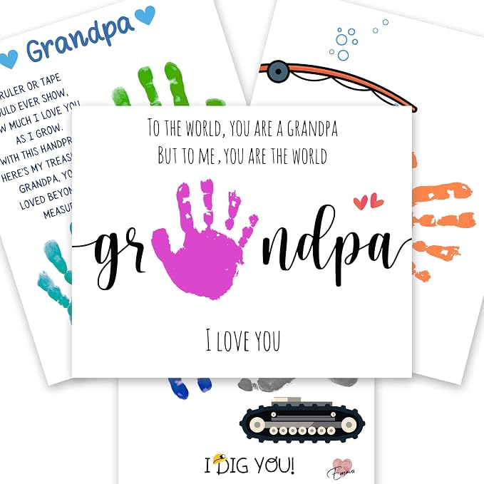 Grandpa Handprint Craft Kit, Pack 4 Personalized Heartfelt Father’s Day Gift for Grandpa from Grandkids, DIY Keepsake Art to Create Meaningful Memories Together, A Little Hand - A Lifetime of Love