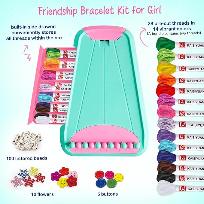 CEUCAL Bracelet Making Kit for Girls - Friendship Bracelet Kit - Birthday Gifts for Ages 6 7 8 9 10 11 12 Year Old, Arts and Crafts for Kids Ages 8-12 Teen Bracelets DIY Maker Light Blue