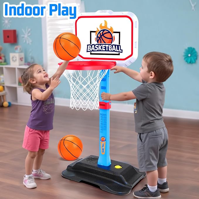 Toddler Basketball Hoop for Kids 1-3, Mini Adjustable Basketball Hoops Indoor with Balls Outdoor Pool Basketball Goal Sports Play Toys for 1 2 3 year old Baby Boys Girls First Birthday Gifts Age 1-2-3